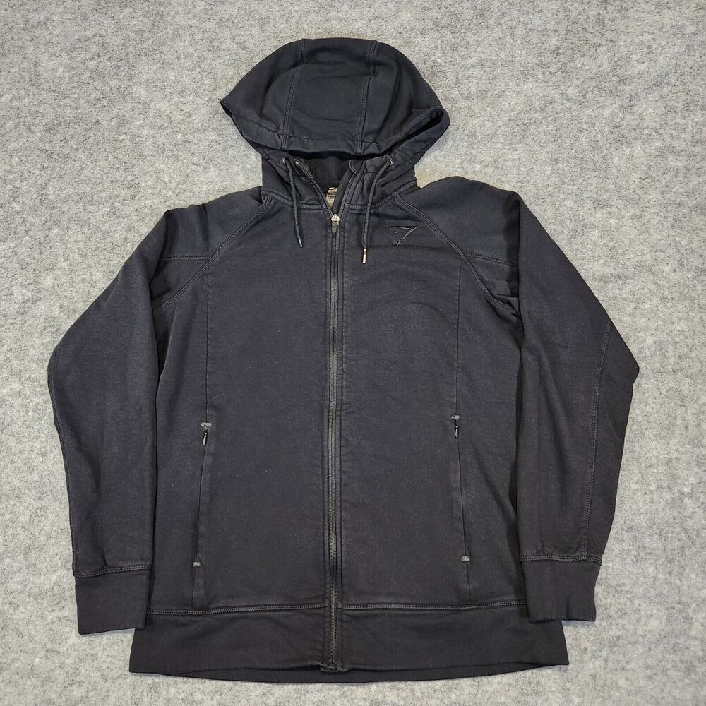 Gymshark Womens M Medium Black‎ Full Zip Scuba Hoodie Jacket Compression Gym - Picture 3 of 12
